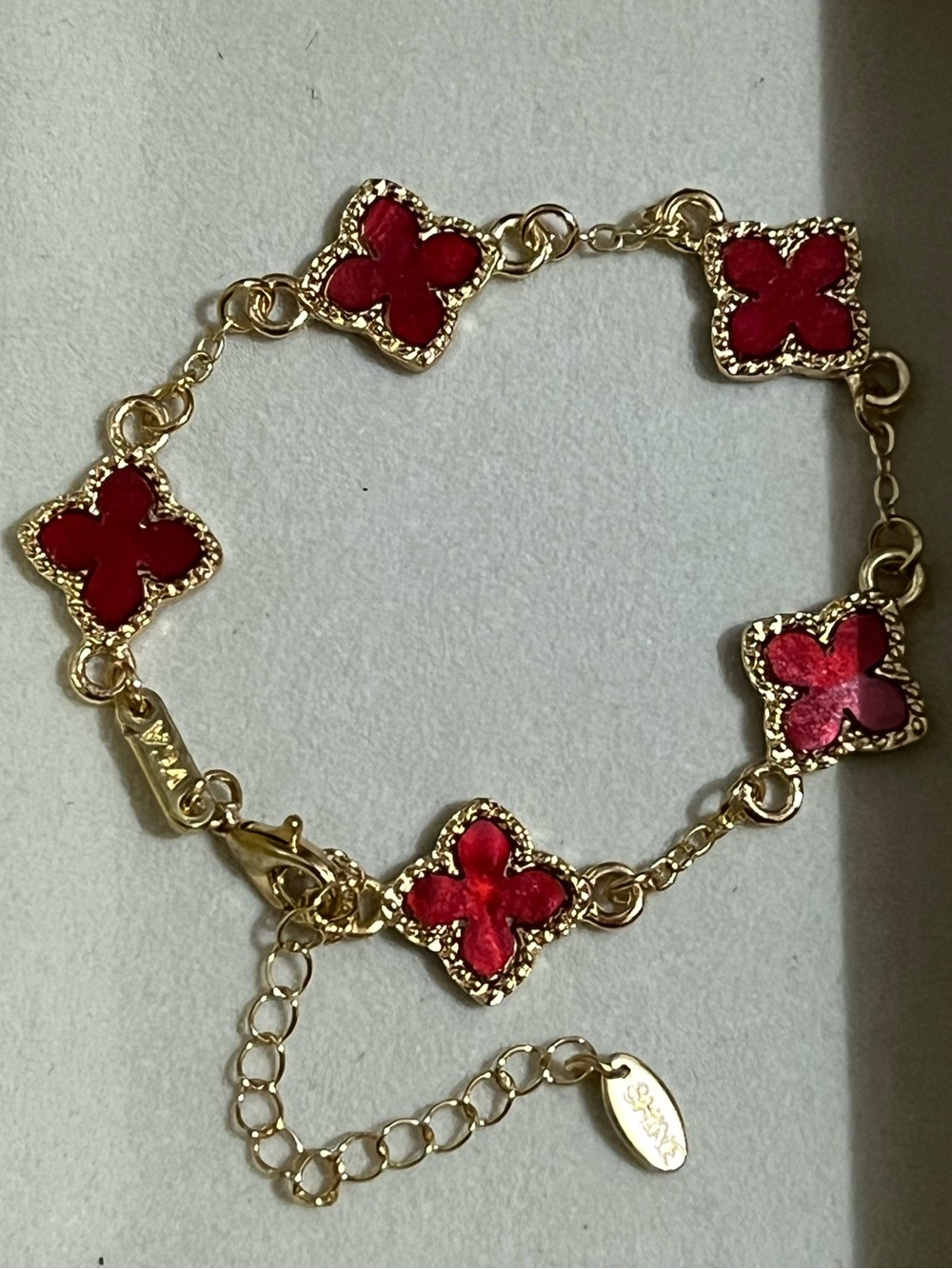 Gold-Tone Bracelet with Red Clover Motifs by Vans